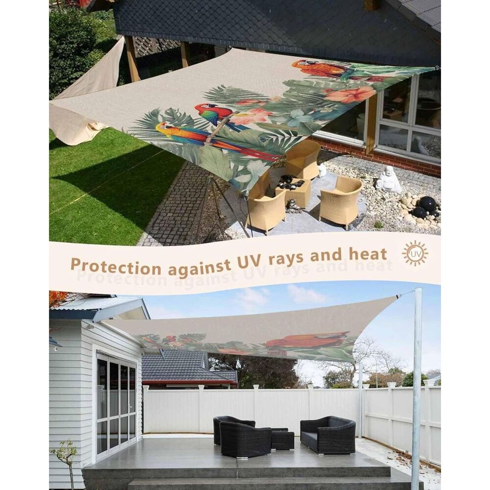 New Sun Shade Sail Parrot Outdoor Waterproof Canopy Patio Cover UV 6.5ft x 10ft